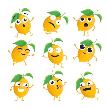 Komik limon - izole vektör çizgi emoticons