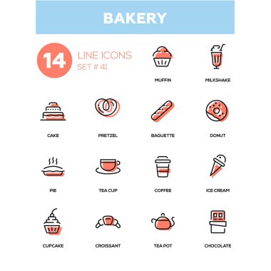 Fırın kavramı - satırı tasarım Icons set