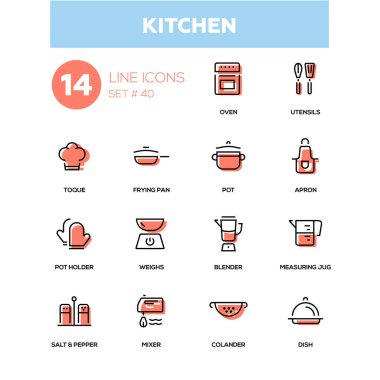 Mutfak gereçleri - satırı tasarım Icons set