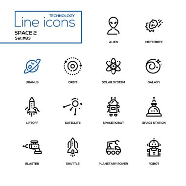 Uzay kavramı - satırı tasarım Icons set