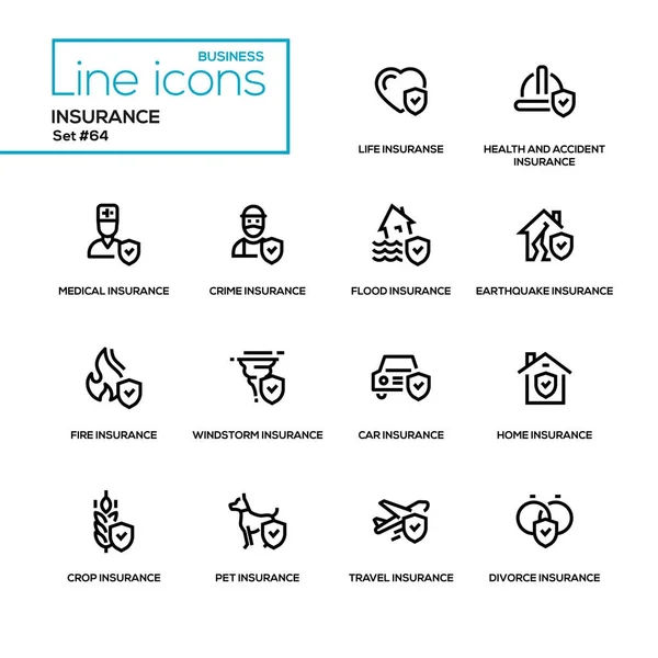 Insurance concept - line design icons set — Stock Vector