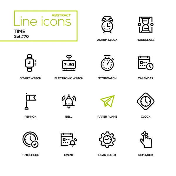 Concepto de tiempo - conjunto de iconos de diseño de línea — Archivo Imágenes Vectoriales