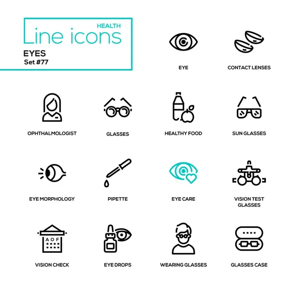 Ojos - conjunto de iconos de diseño de línea — Vector de stock