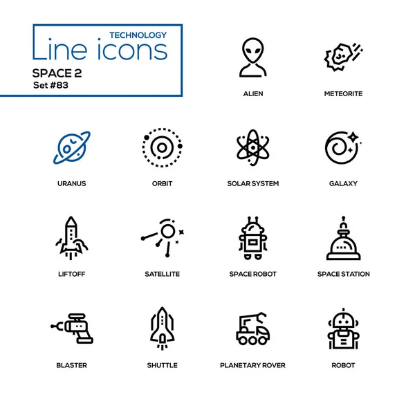 Space concept - line design icons set — Stock Vector