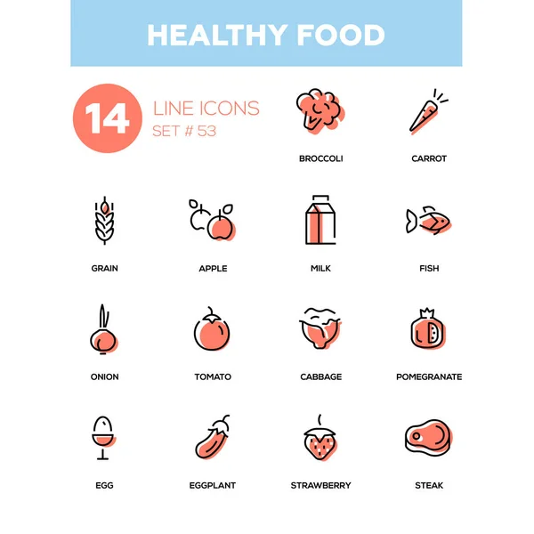 Alimentación saludable - conjunto de iconos de diseño de línea . — Archivo Imágenes Vectoriales