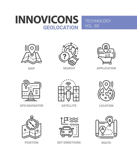 Geolocalização - conjunto de ícones de design de linha —  Vetores de Stock