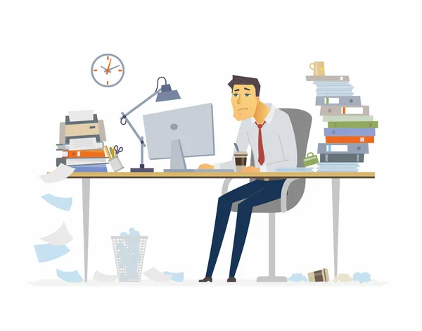 Moe kantoor werknemer - moderne cartoon personen personages illustratie — Stockvector