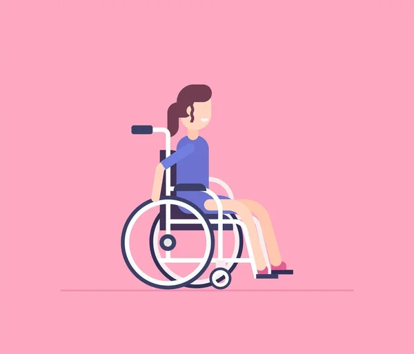 Fille en fauteuil roulant - illustration isolée de style moderne et plat — Image vectorielle