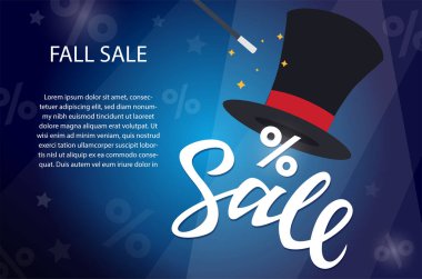 Sonbahar satış - hat metin ile modern renkli vektör çizim