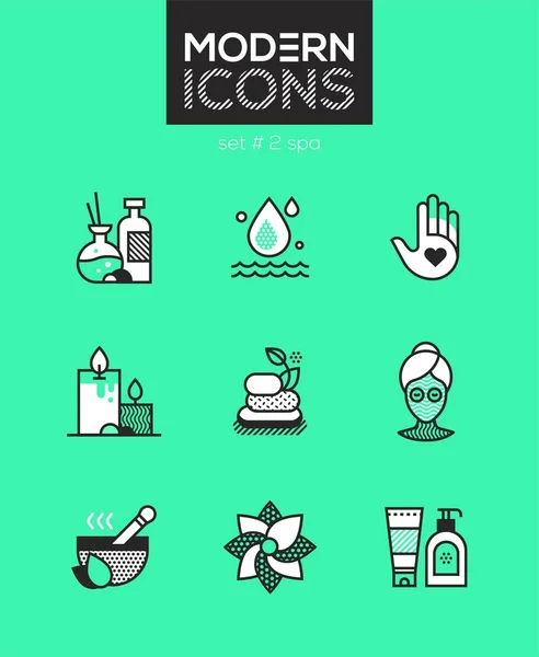 Belleza spa - conjunto de iconos de estilo de diseño de línea — Vector de stock