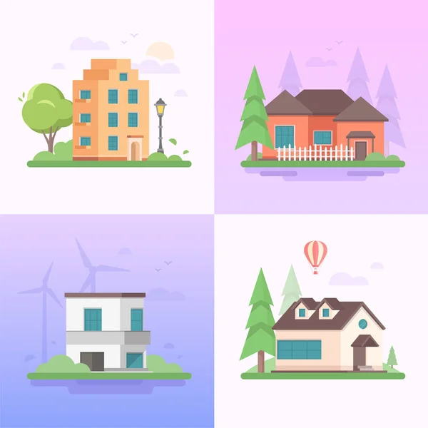 Eco-friendly place - set of modern flat design style vector illustrations — Stock Vector