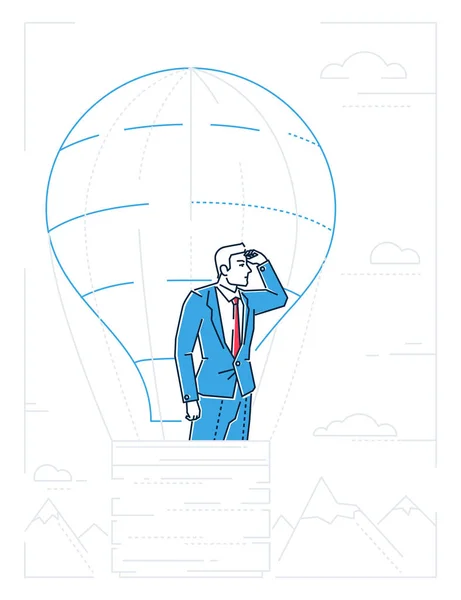 Homme d'affaires dans un ballon illustration de style de conception de ligne — Image vectorielle