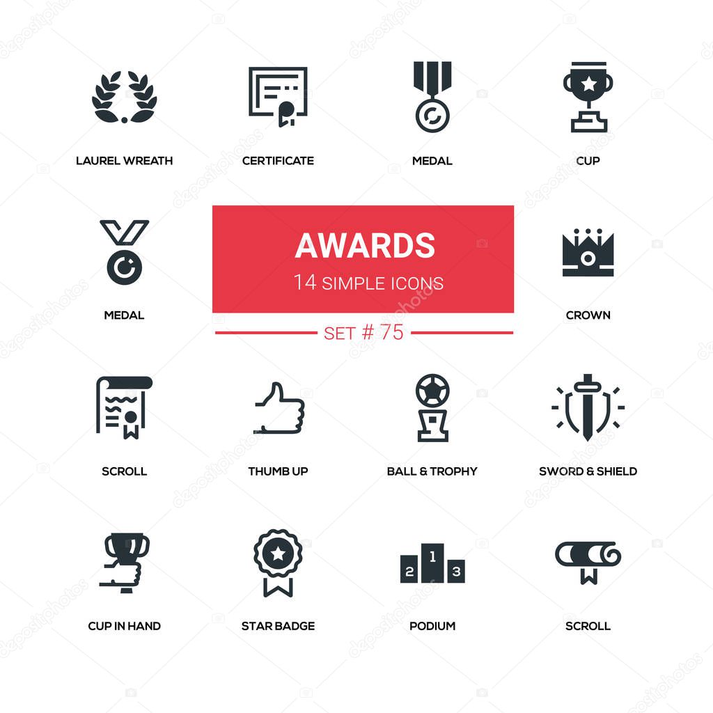 Awards - line design silhouette icons set