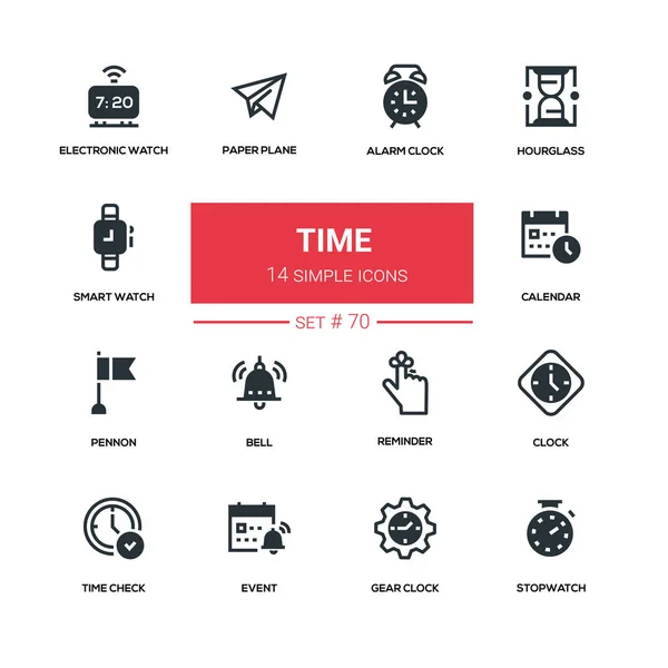 Concepto de tiempo - conjunto de iconos de silueta de diseño de línea — Archivo Imágenes Vectoriales