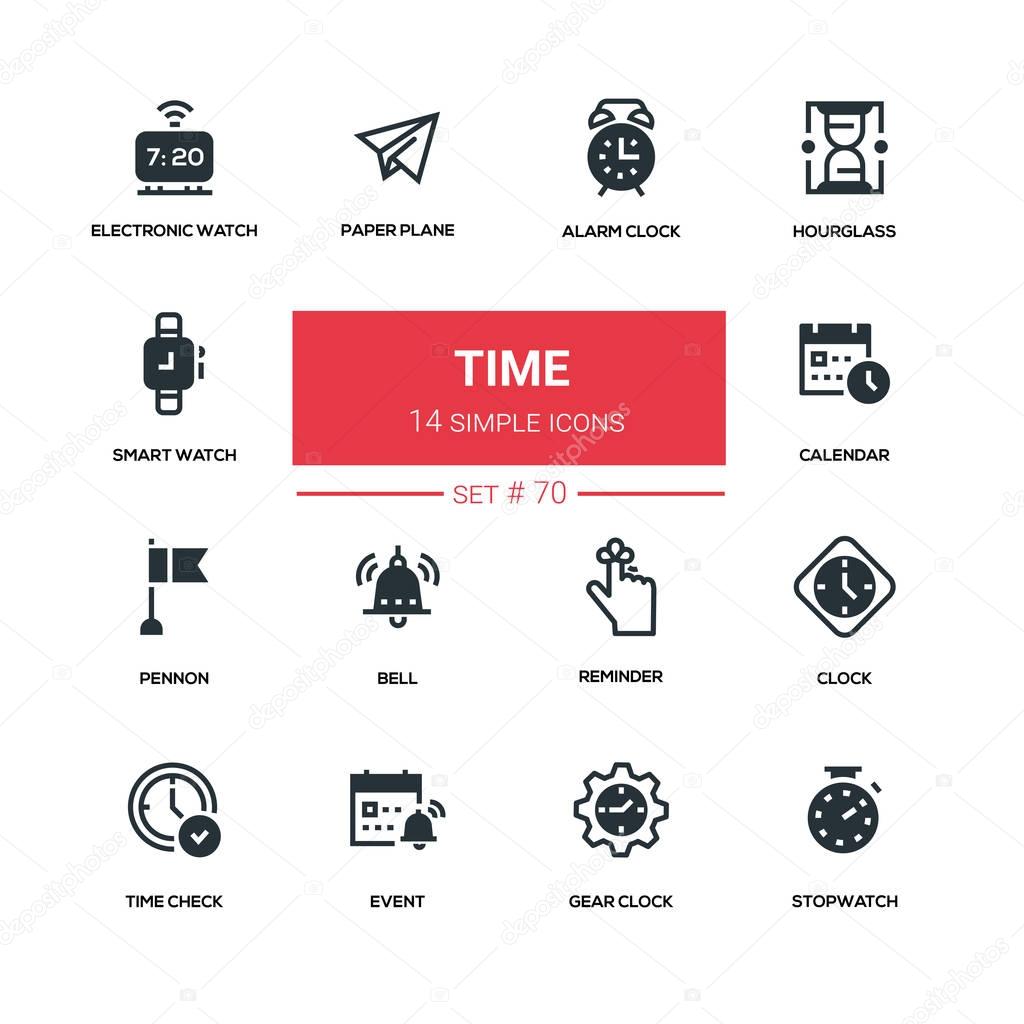 Time concept - line design silhouette icons set