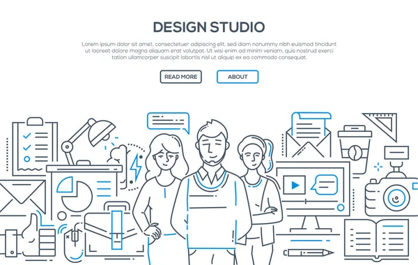 Estúdio de design - ilustração de estilo de design de linha moderna — Vetor de Stock