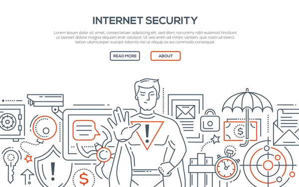 Seguridad en Internet - ilustración de estilo de diseño de línea moderna — Archivo Imágenes Vectoriales