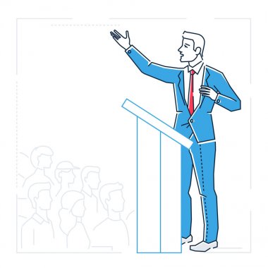 Bir platformdan diğerine - hat izole stil tasarlamak konuşan işadamı