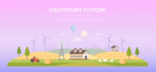从农场到叉子-现代平面设计风格矢量插画 — 图库矢量图片