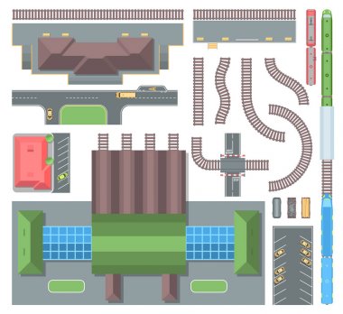 Demiryolu öğeleri - modern vektör nesnelerini ayarla