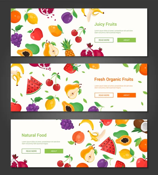 Přirozené potravy - sada moderní barevné vektorové ilustrace — Stockový vektor