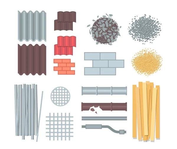Materiały budowlane - zestaw elementów nowoczesnych wektor — Wektor stockowy
