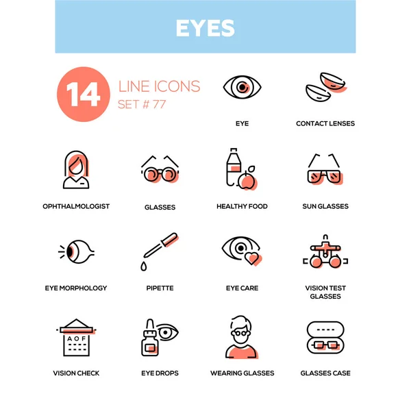 Ojos - conjunto de iconos de diseño de línea — Vector de stock