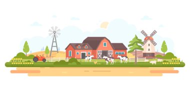 Taşra hayatı - modern düz tasarım stil vektör çizim
