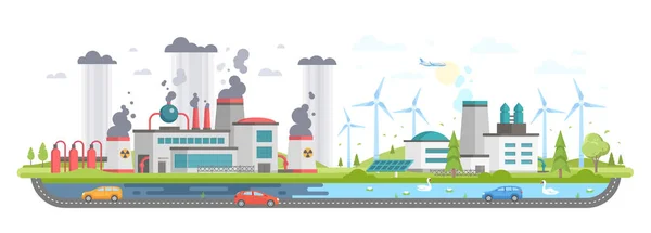 汚染と環境場 - モダンなフラット デザイン スタイルのベクトル図 — ストックベクタ