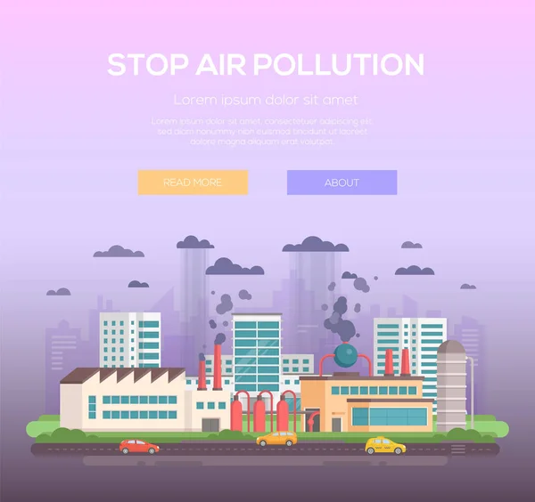 Detener la contaminación del aire - ilustración vectorial de diseño plano moderno — Archivo Imágenes Vectoriales