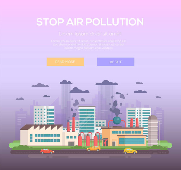 Остановить загрязнение воздуха - векторная иллюстрация в современном плоском стиле
