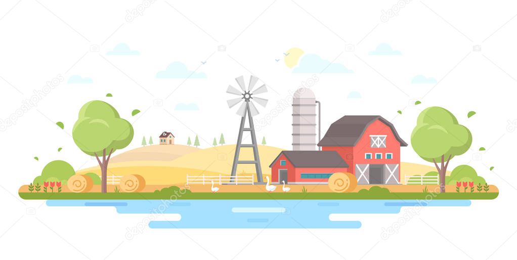 Country life - modern flat design style vector illustration