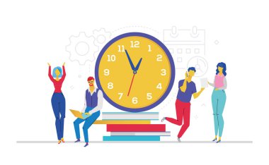 Zaman yönetimi - düz tasarım stili renkli resimde