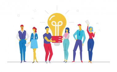 Parlak fikir - düz tasarım stili renkli resimde