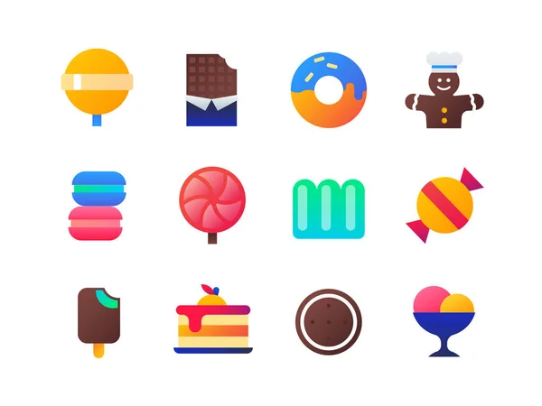 Bonbons - ensemble d'icônes de style design plat — Image vectorielle