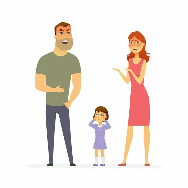 Rodinná hádka - kreslený lidi znak izolované ilustrace — Stockový vektor