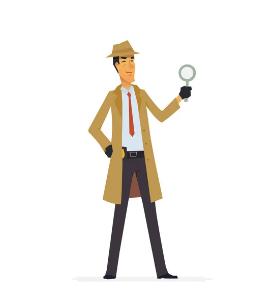 Detective privado - ilustración de personajes de personajes de dibujos animados — Vector de stock
