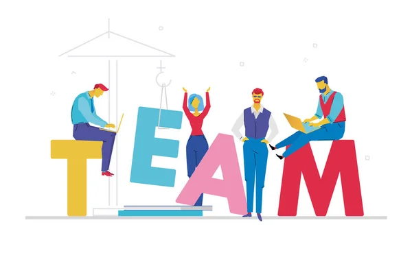 Team - flat design style colorful illustration — Stock Vector