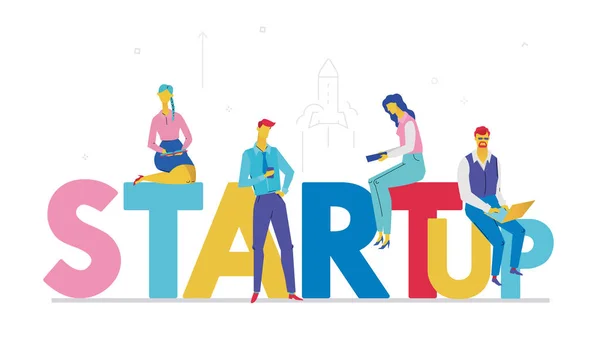 Startup - illustration colorée de style design plat — Image vectorielle