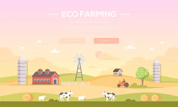 Eco agriculture - illustration vectorielle de style design plat moderne — Image vectorielle