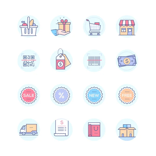 Shopping - modern vector colorful icons set — Stock Vector