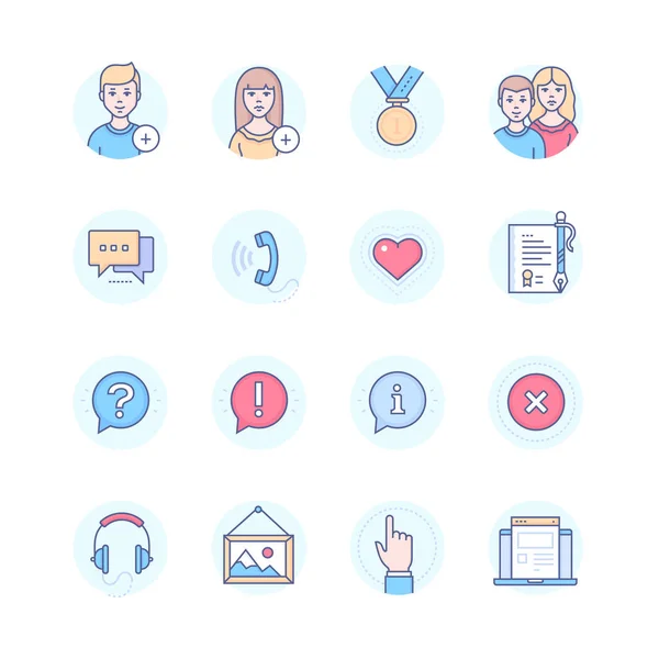 Redes sociales - conjunto de iconos de diseño de línea moderna — Vector de stock