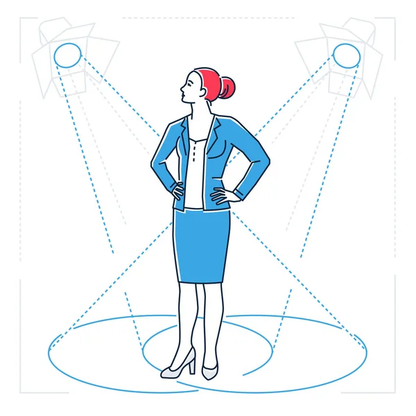 Femme d'affaires confiante - illustration isolée de style design de ligne — Image vectorielle
