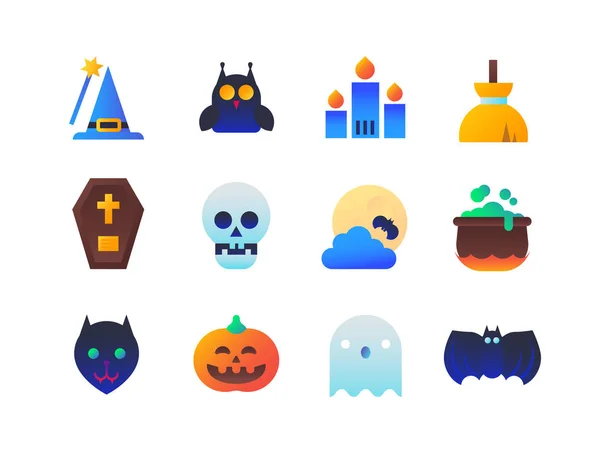 Halloween - conjunto de ícones de estilo de design plano — Vetor de Stock