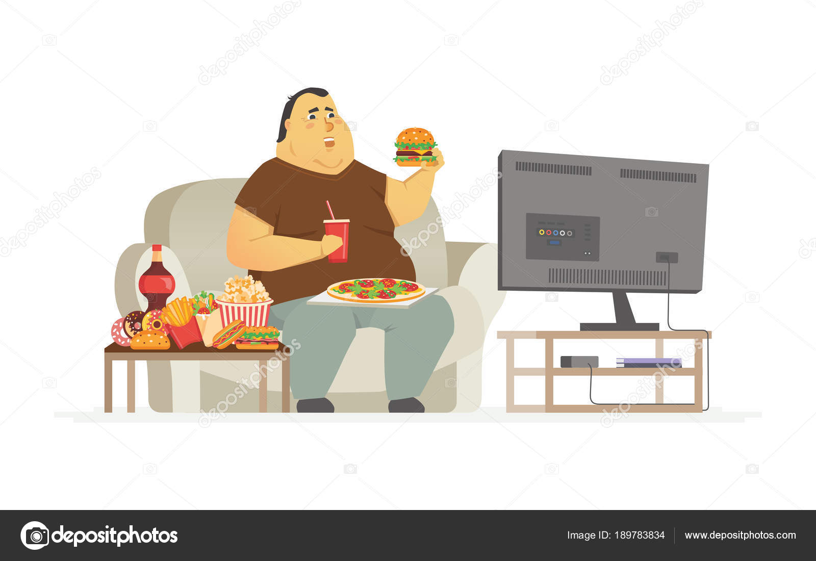 Fat man watching TV - cartoon people character isolated illustration Stock Vector Image by © #189783834 Fat man watching TV - cartoon people character isolated illustration Stock Vector Image by © #189783834