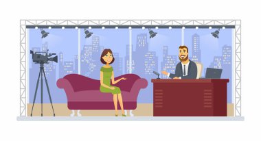 Eğlence talk-show - karikatür insanlar izole illüstrasyon karakter.
