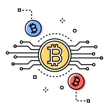 Bitcoin - renkli çizgi stili kavramsal tasarlamak