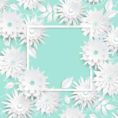 Kağıt kesme çiçek - modern vektör renkli resimde