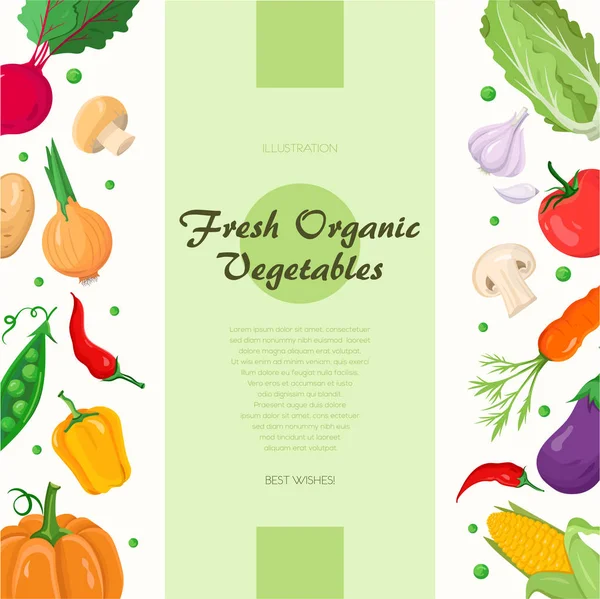 Verduras orgánicas frescas - ilustración moderna vector colorido — Archivo Imágenes Vectoriales