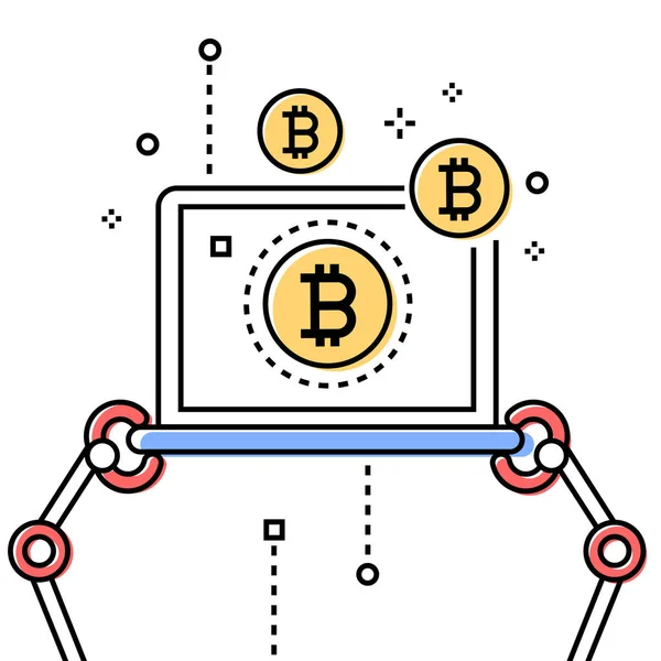 Bitcoin business - красочная концептуальная иллюстрация стиля линейного дизайна — стоковый вектор